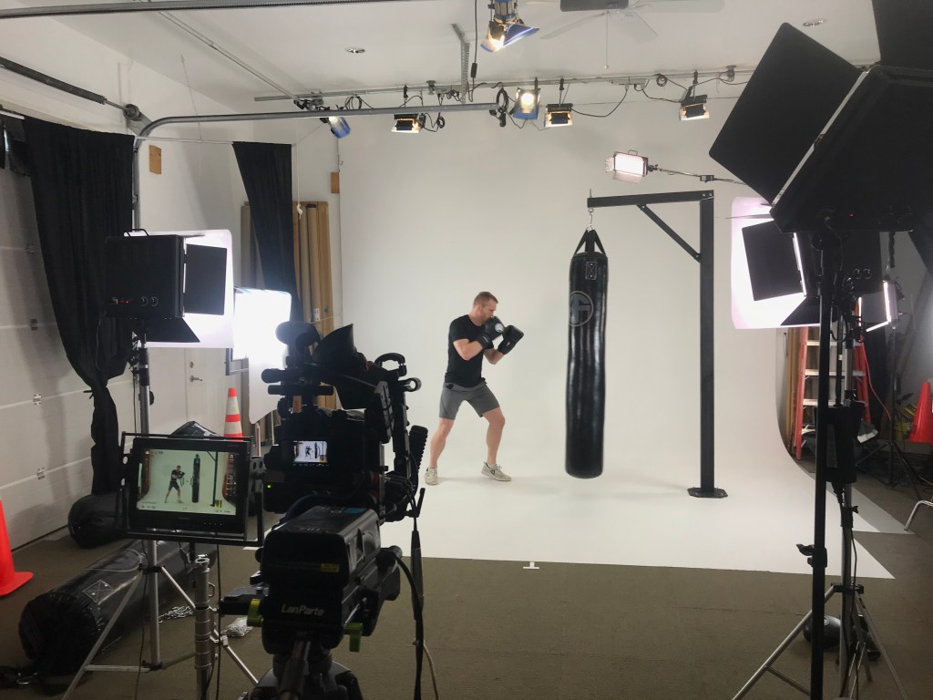 Videotaping a boxer in our studio for a commercial
